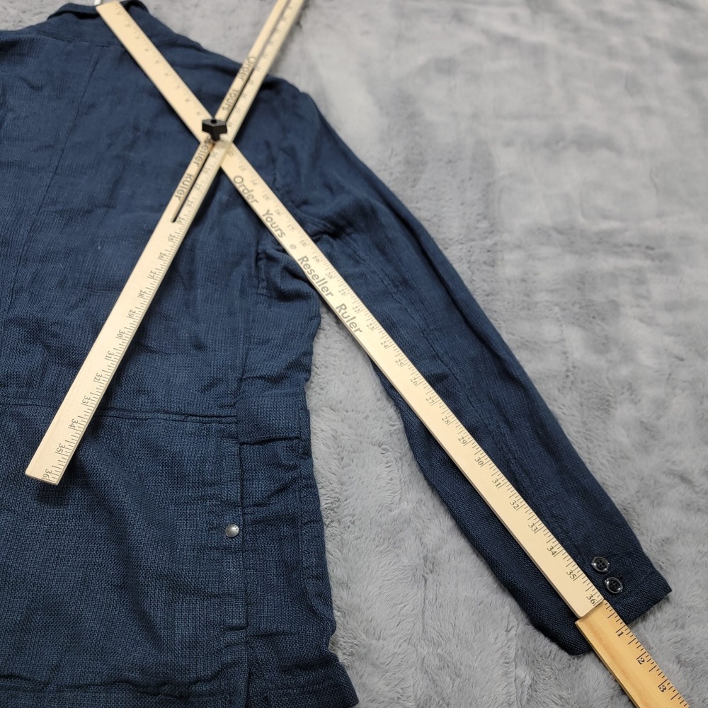 Relwen Tropical Trap Blazer Mens 2XL Dark Navy Hopsack Linen Cotton Jacket - Picture 9 of 11